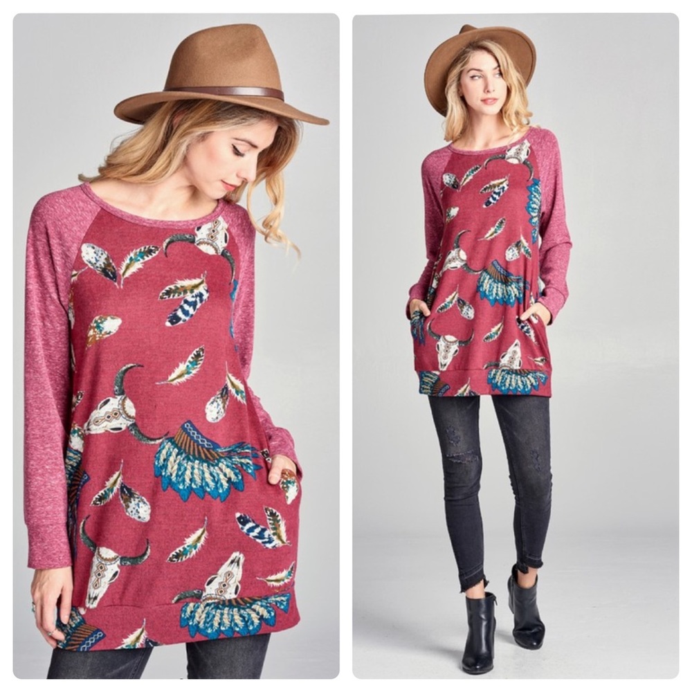 2 left❤️2 for $40❤️longhorn tribal print top - Picture 4 of 9